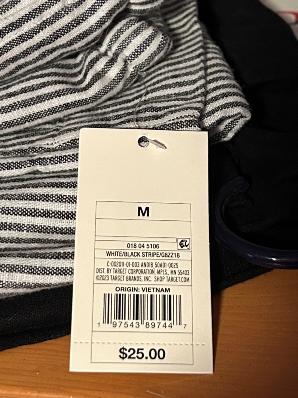 2 Brand new linen pants, drawstring, pockets, black & black/white striped - Picture 9 of 9
